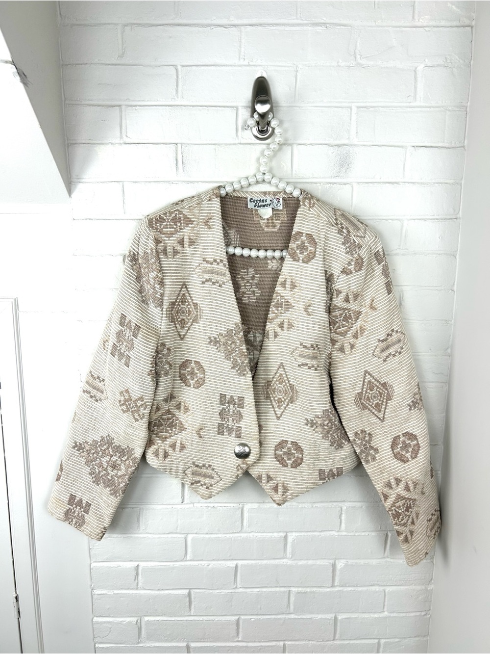 Cactus Flower Vintage 90s Southwestern Tapestry Jacket Size L